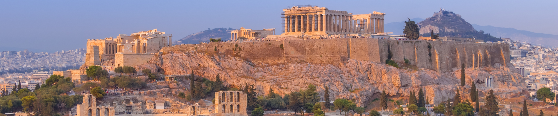 Golden Visa Athens hero banner - panoramic view of Athens cityscape